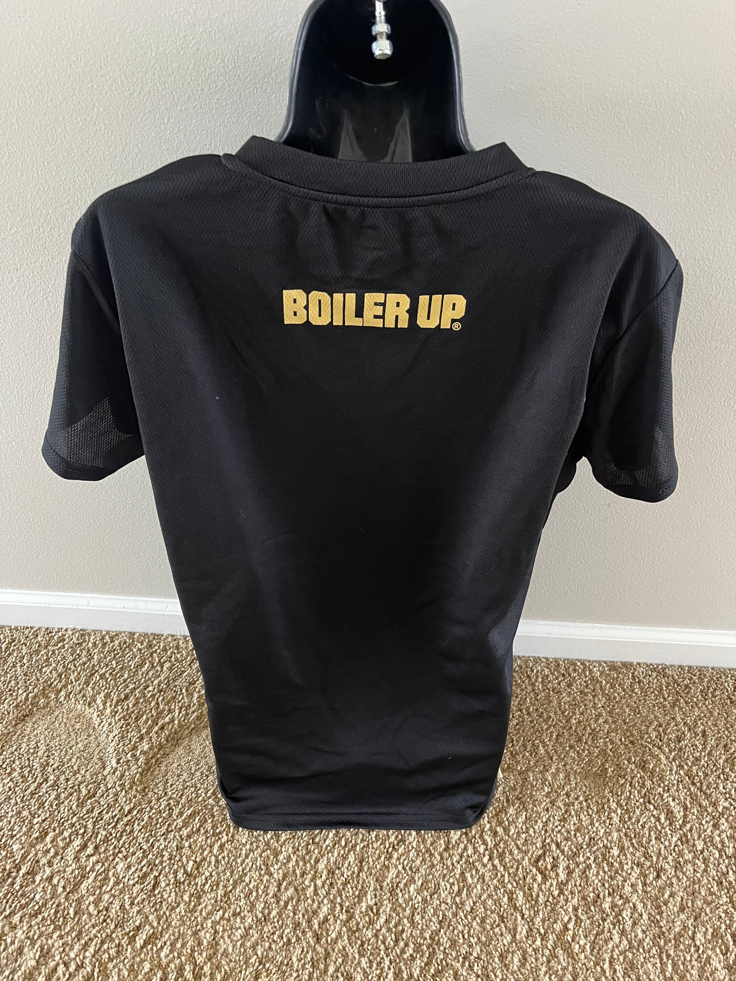 Purdue short sleeve tech in BLOCK Letters women's available CLOSEOUT