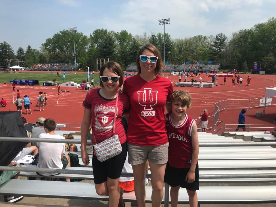 IU Runs short sleeve tech in red - men's and women's available CLOSEOUT