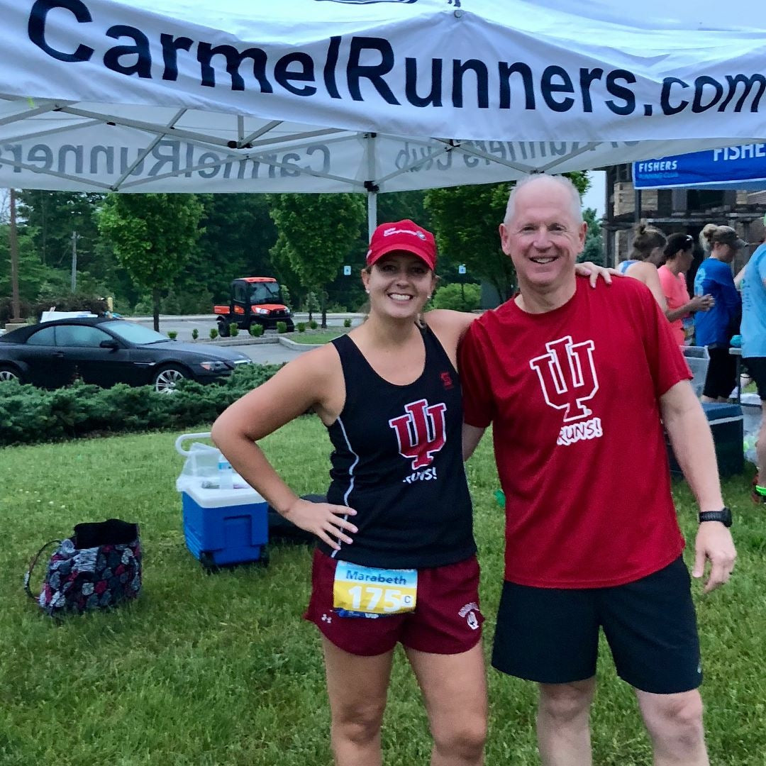 IU Runs short sleeve tech in red - men's and women's available CLOSEOUT