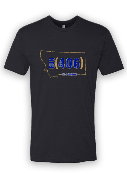 Run 406 Men's Short Sleeve Tee - Black/Blue/Gold