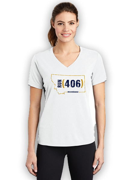 Run 406 Women's Short Sleeve V-Neck Tech Tee - White